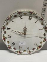 A Royal Albert Old Country Roses battery operated wall clock