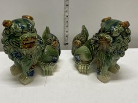 A pair of ceramic Chinese Fou Dogs h23cm