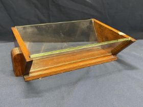 A Art Deco period wooden and glass table centrepiece