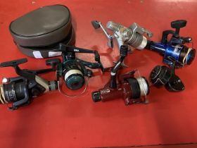 A selection of assorted fishing reels