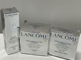 A Lancome Miracle Hydrating Foundation and two Lancome Longwear Ultra Liquid Cushion Compact