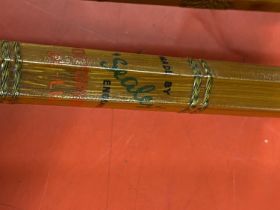 A vintage Edgar Sealey octofloat deluxe 11ft split cane fishing rod, shipping unavailable