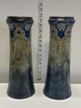 A pair of early 20th century Royal Doulton chimney vases h33cm