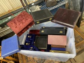 A job lot of empty vintage cutlery boxes etc