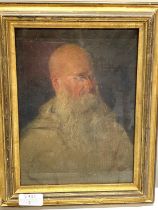 A old master painting of an elder monk - oil painting on vellum - probably an Italian artist - on