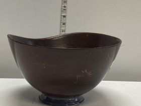 A vintage mid-century American mahogany bowl by the Revere Silver Company
