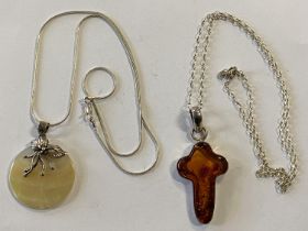 Two 925 silver chains and pendants