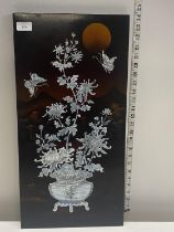 A Japanese lacquered panel with MOP inlay 63x30cm,