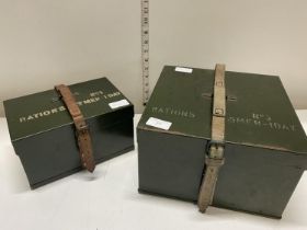 Two military post-war ration tins