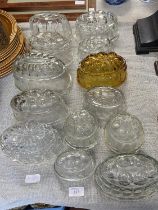 A selection of Victorian and early Edwardian glass jelly moulds