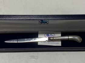 A hallmark silver handled paper knife