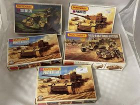 Five assorted Matchbox military model kits (unchecked)
