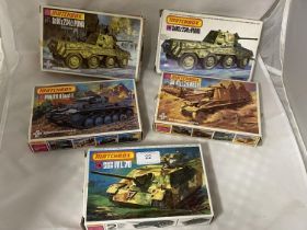 Five assorted Matchbox military model kits (unchecked)