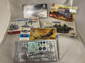 Five assorted boxed model kits (unchecked) Hasegawa, Airfix etc