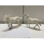 Two Royal Doulton white ceramic horses