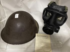 A 1970's British Military helmet and respirator