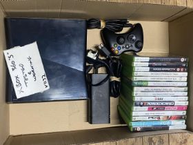 A XBOX 360s in working order with controller and selection of games