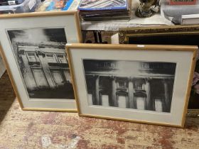 Two framed artist proof prints in oak frames, shipping unavailable
