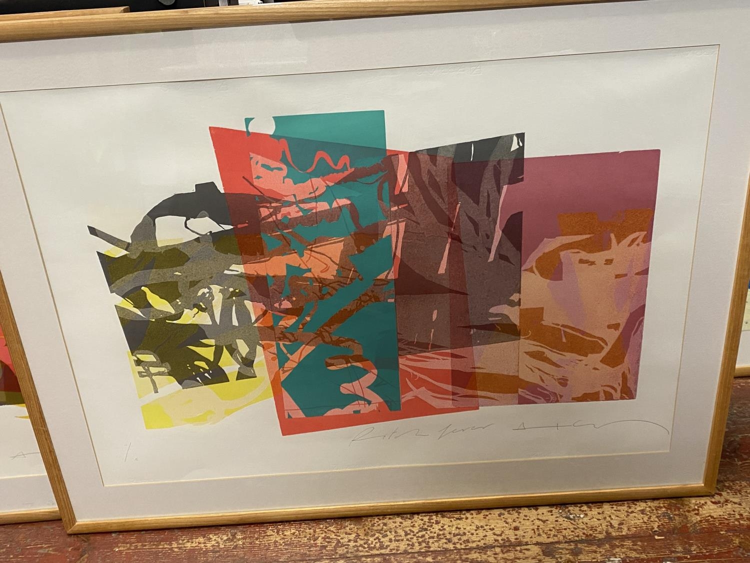 Three pieces of signed contemporary artwork (artist unknown), shipping unavailable, largest frame - Image 3 of 4