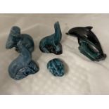 Five vintage Poole pottery animals