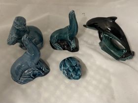 Five vintage Poole pottery animals