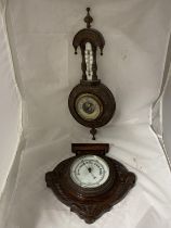 Two early 20th century barometers in mahogany cases