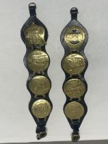 A pair of vintage railway related horse brasses