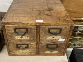 A vintage Globe Wernicke four drawer oak index card cabinet, shipping unavailable