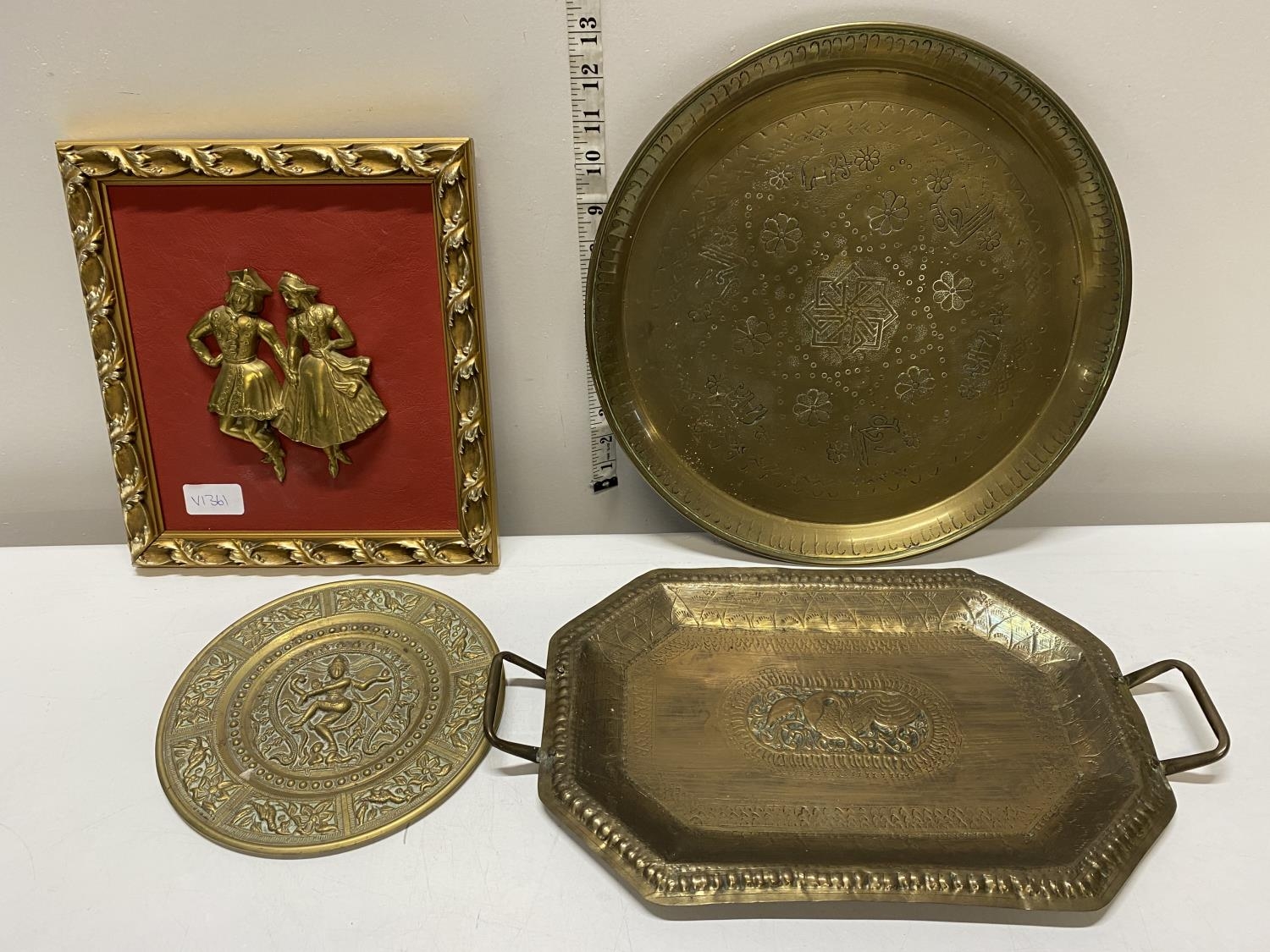 A selection of vintage brassware