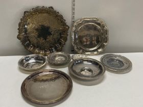 A job lot of silver plated trays with various makers