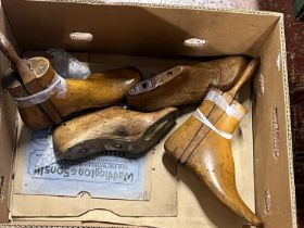 Four antique wooden shoe lasts