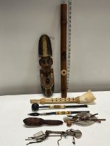 A job lot of African themed wooden items