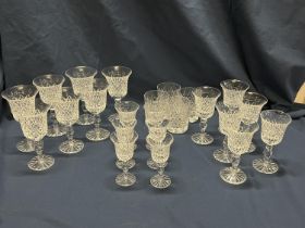 A selection of cut glass crystal glasses. Shipping unavailable