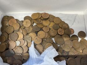 A selection of old British pennies and half pennies