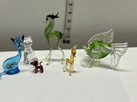 A selection of vintage glass animals including Bohemia and Murano?