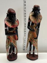 Two hand carved female African Tribal figures h48cm