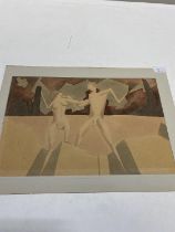 An original Dominic Fels 1909-1974 surrealist composition watercolour signed 43x30cm