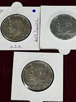 Three USA half dollar coins 40% silver