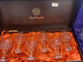 A box set of Thomas Webb lead crystal glasses