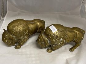 Two heavy brass Buffalo figures