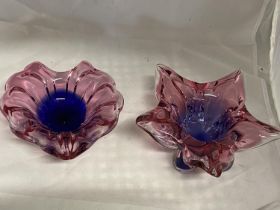 Two Cranberry art glass bowls