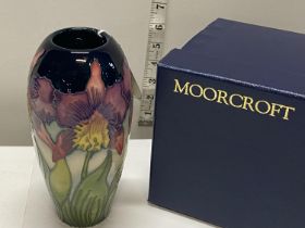 A boxed limited edition Moorcroft vase by Nicola Slaney 63/100 entitled 'Orchid' h19cm