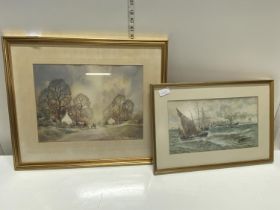 Two framed original watercolours one by George Allen and one by O Johnson