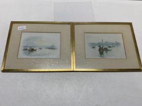 A pair of hand painted Venice scene watercolours artist unknown