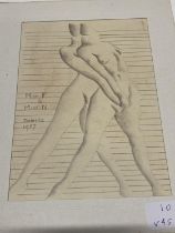A Dominic Fels signed and dated 1957 entitled Miss F and Miss N, 25x20cm