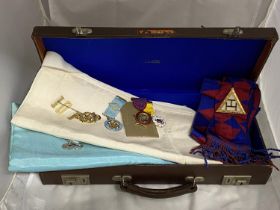 A cased selection of Masonic regalia including medals and other