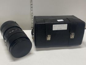 A large USSR MTO 1000A mirror lens coverted for use with 35mm. in carry case