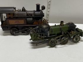 Two steam locomotive tin plate models