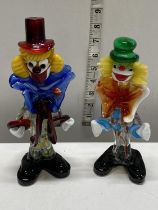 Two Murano glass clowns tallest h24cm (slight damage on both)