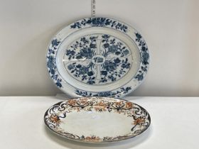 A large Ningpo bone china meat dish and a Melrose meat dish, shipping unavailable